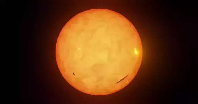 A procedural photorealistic sun animation 3D model