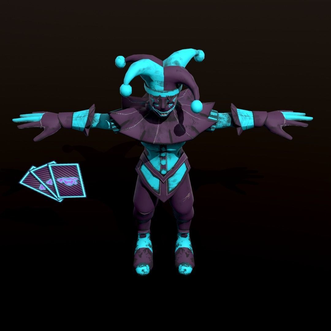 Joker Stylized Character Low-poly 3D model_3