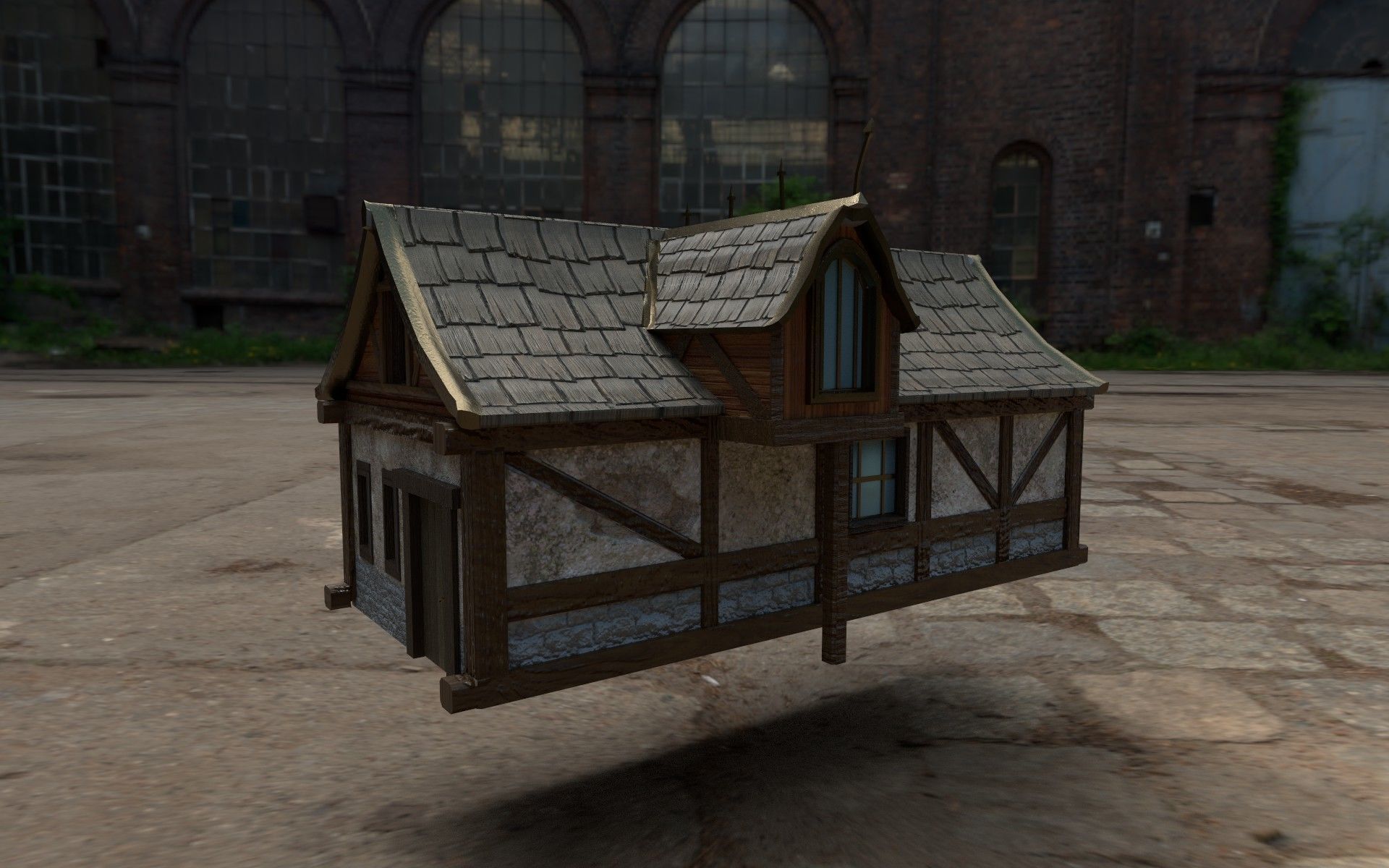 Medieval fantasy house Low-poly 3D model_2