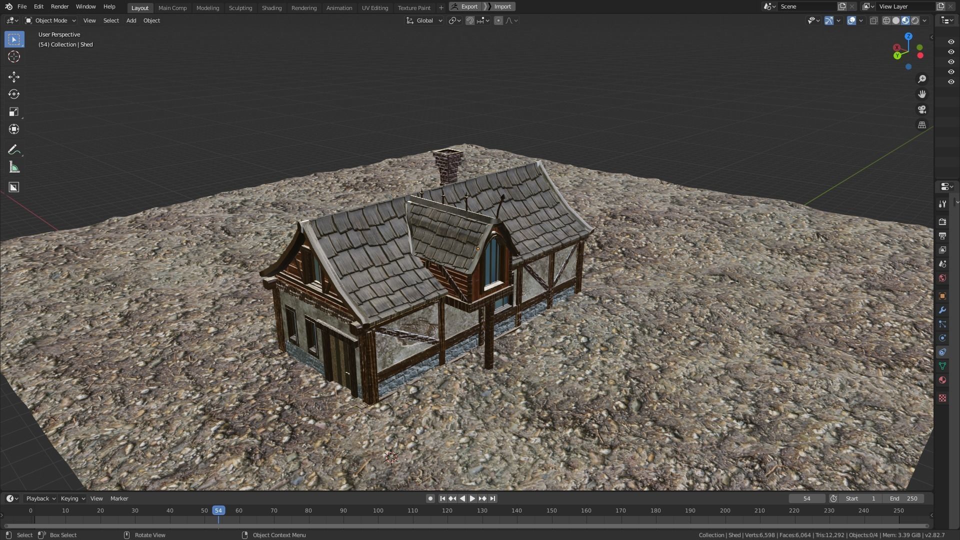 Medieval fantasy house Low-poly 3D model_10