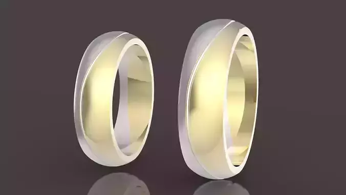 2  wedding rings  set   two-piece assembly   3D print model