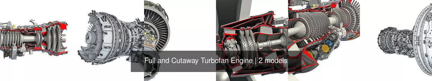 Full and Cutaway Turbofan Engine 3D Model Collection_0