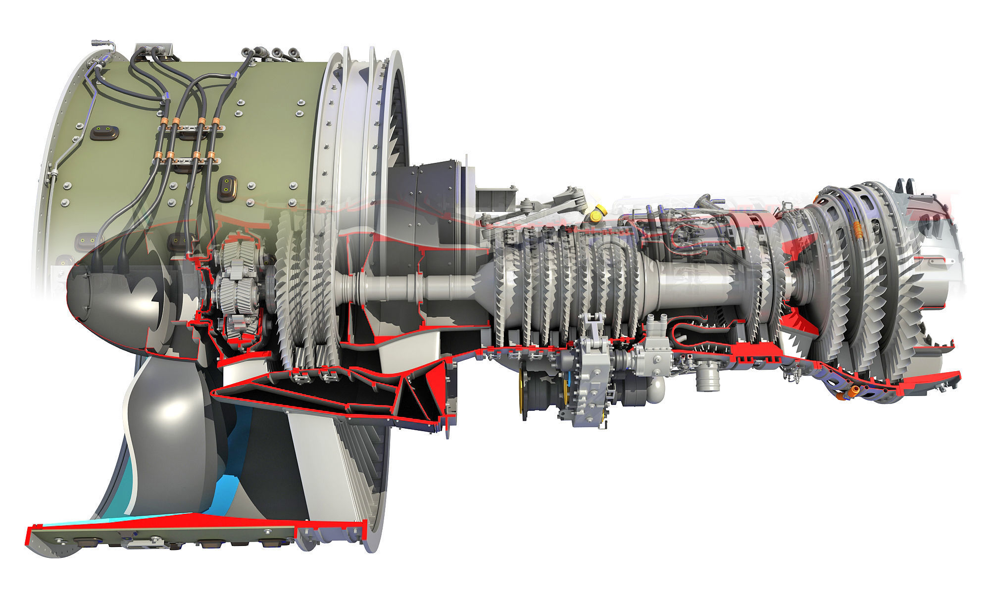Full and Cutaway Turbofan Engine 3D Model Collection_3