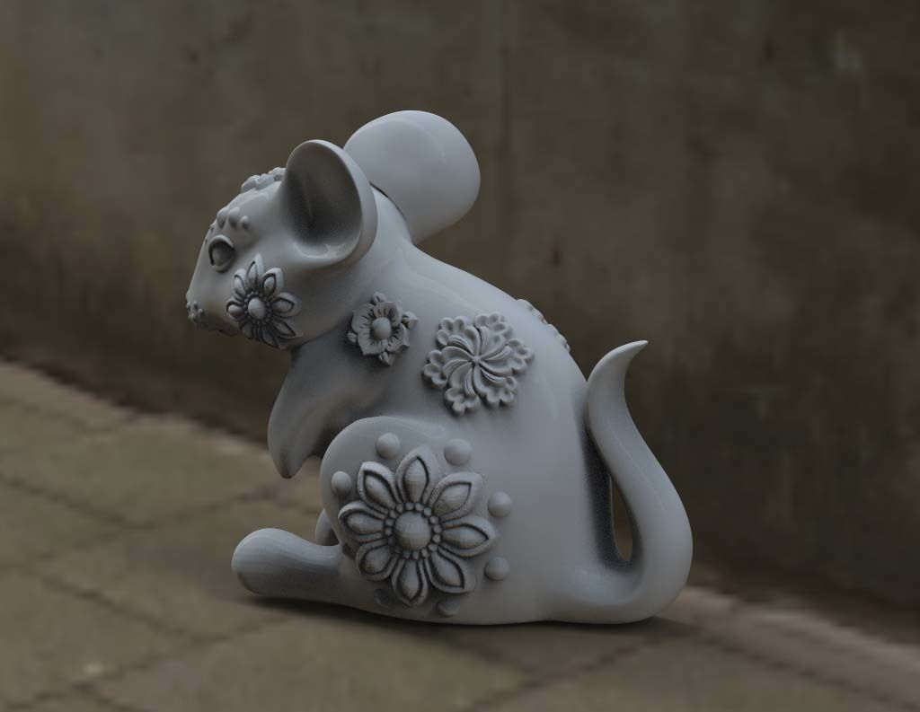 mouse cat sculpture 3D print model_47