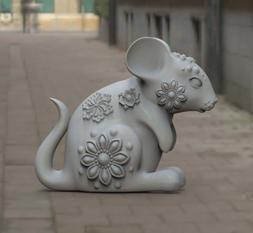 mouse cat sculpture 3D print model_57