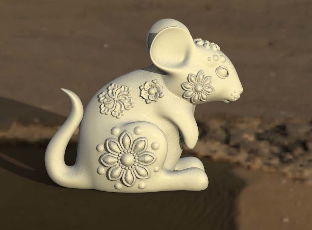 mouse cat sculpture 3D print model_10