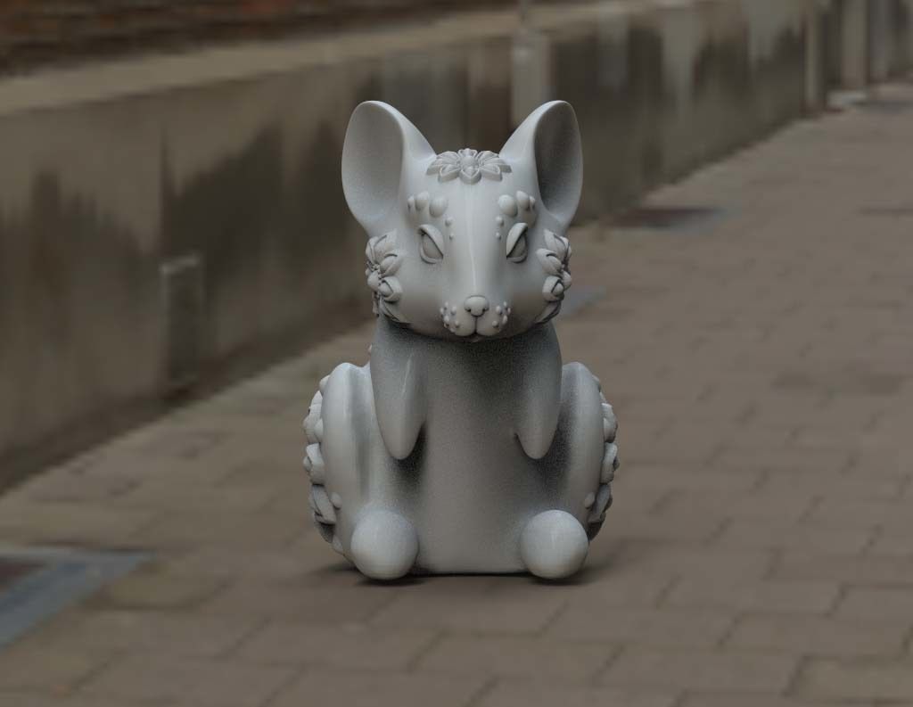 mouse cat sculpture 3D print model_4
