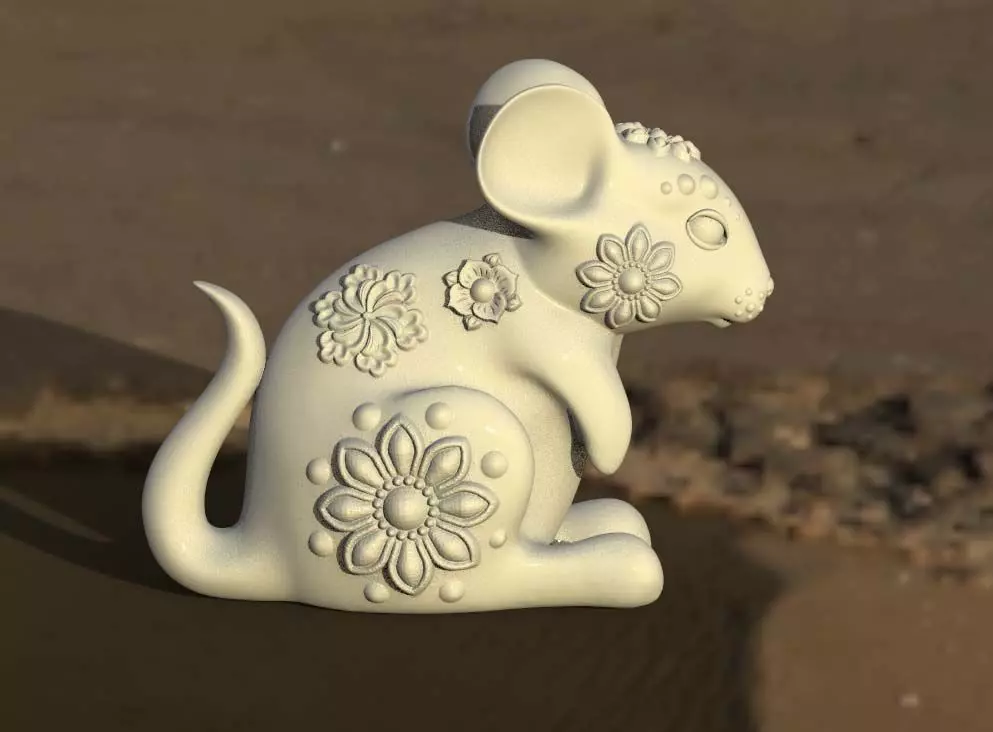 mouse cat sculpture 3D print model_0