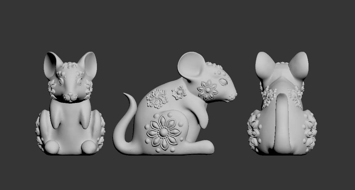 mouse cat sculpture 3D print model_23