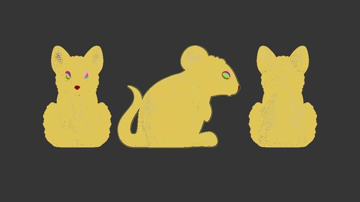 mouse cat sculpture 3D print model_51