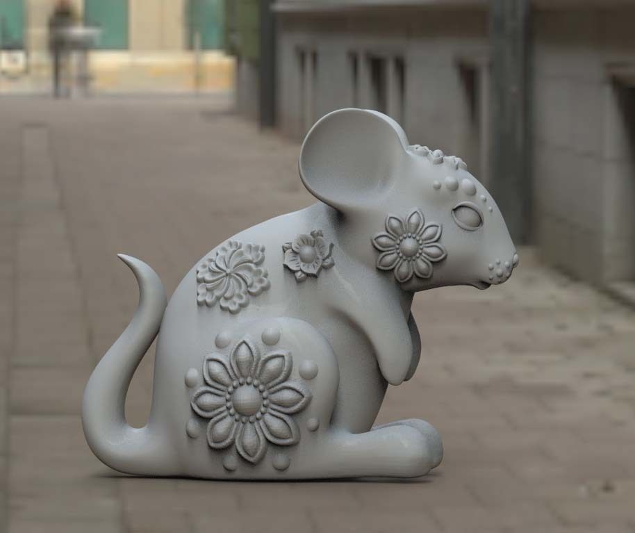 mouse cat sculpture 3D print model_28