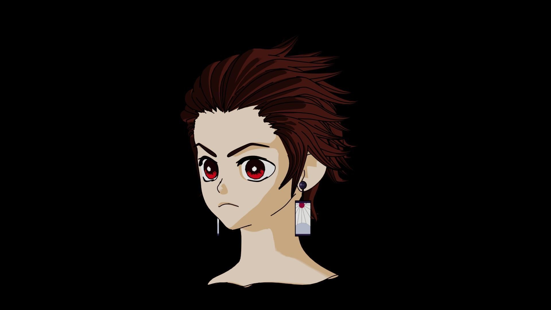 Tanjiro kamado Hairstyle 3D model_5