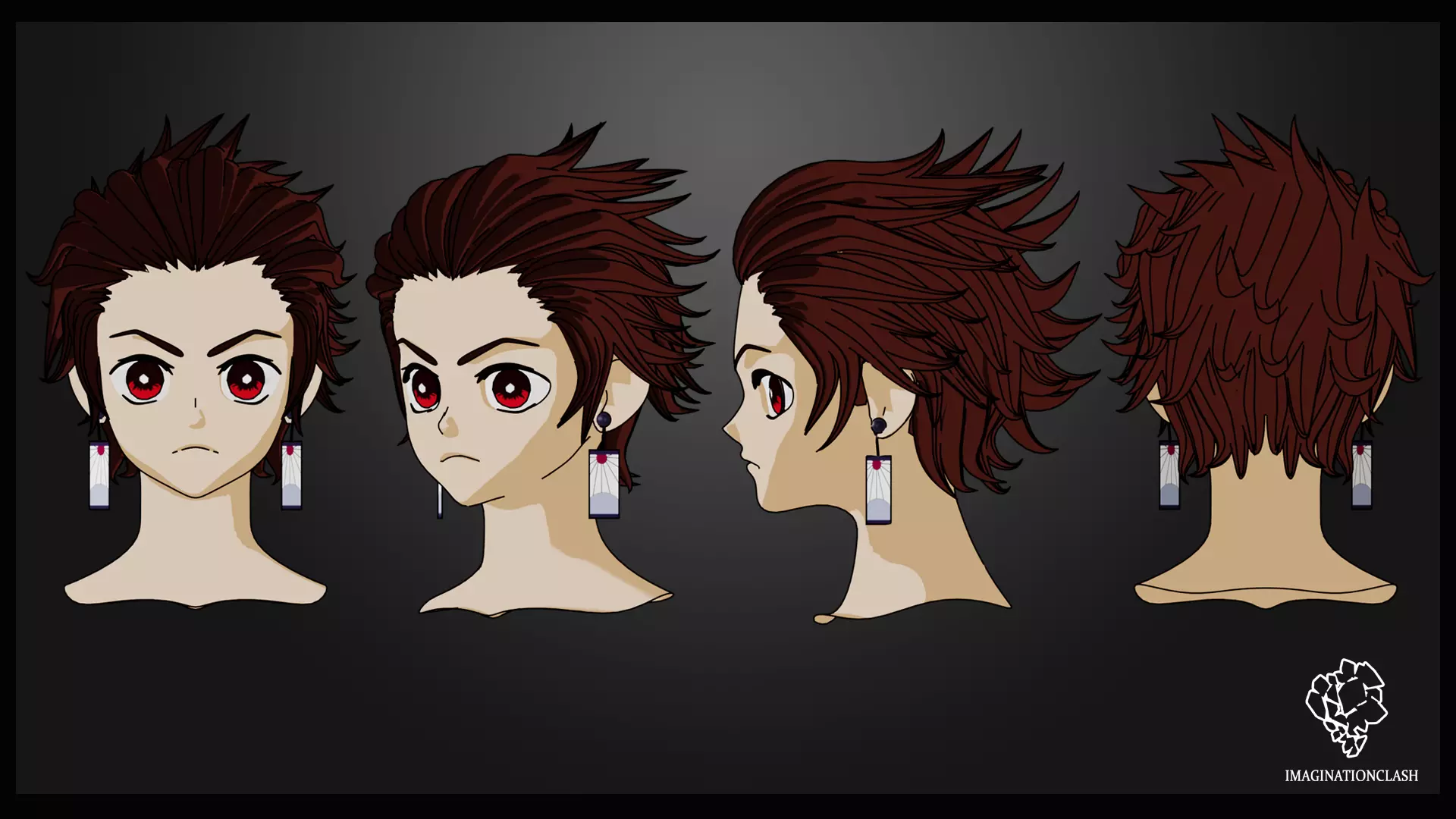 Tanjiro kamado Hairstyle 3D model_0