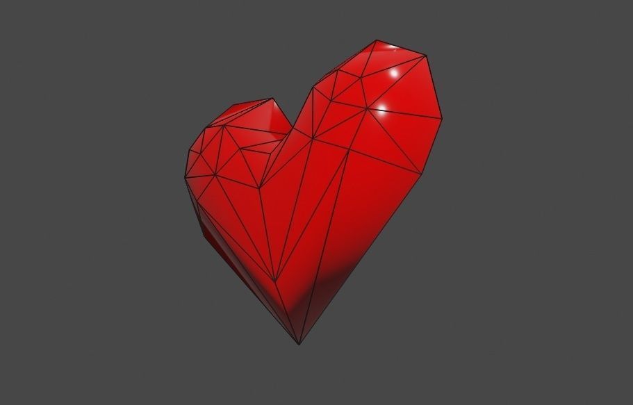 Heart Extreme Low Poly - Material - Coracao Low-poly 3D model_7
