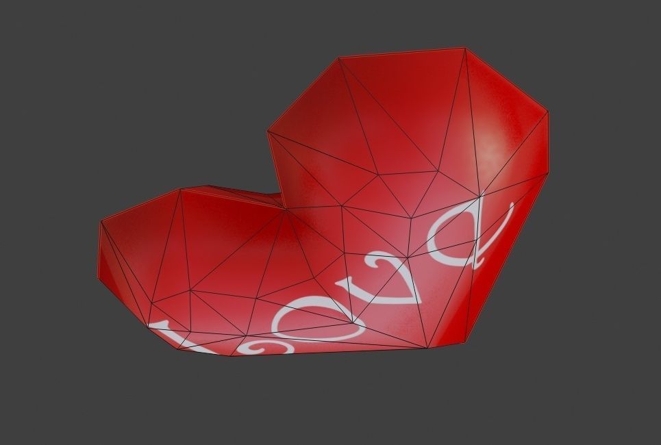 Heart Extreme Low Poly - Textured - Coracao Low-poly 3D model_6