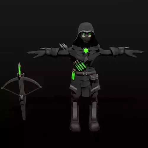 Hunter Stylized Character  Low-poly 3D model