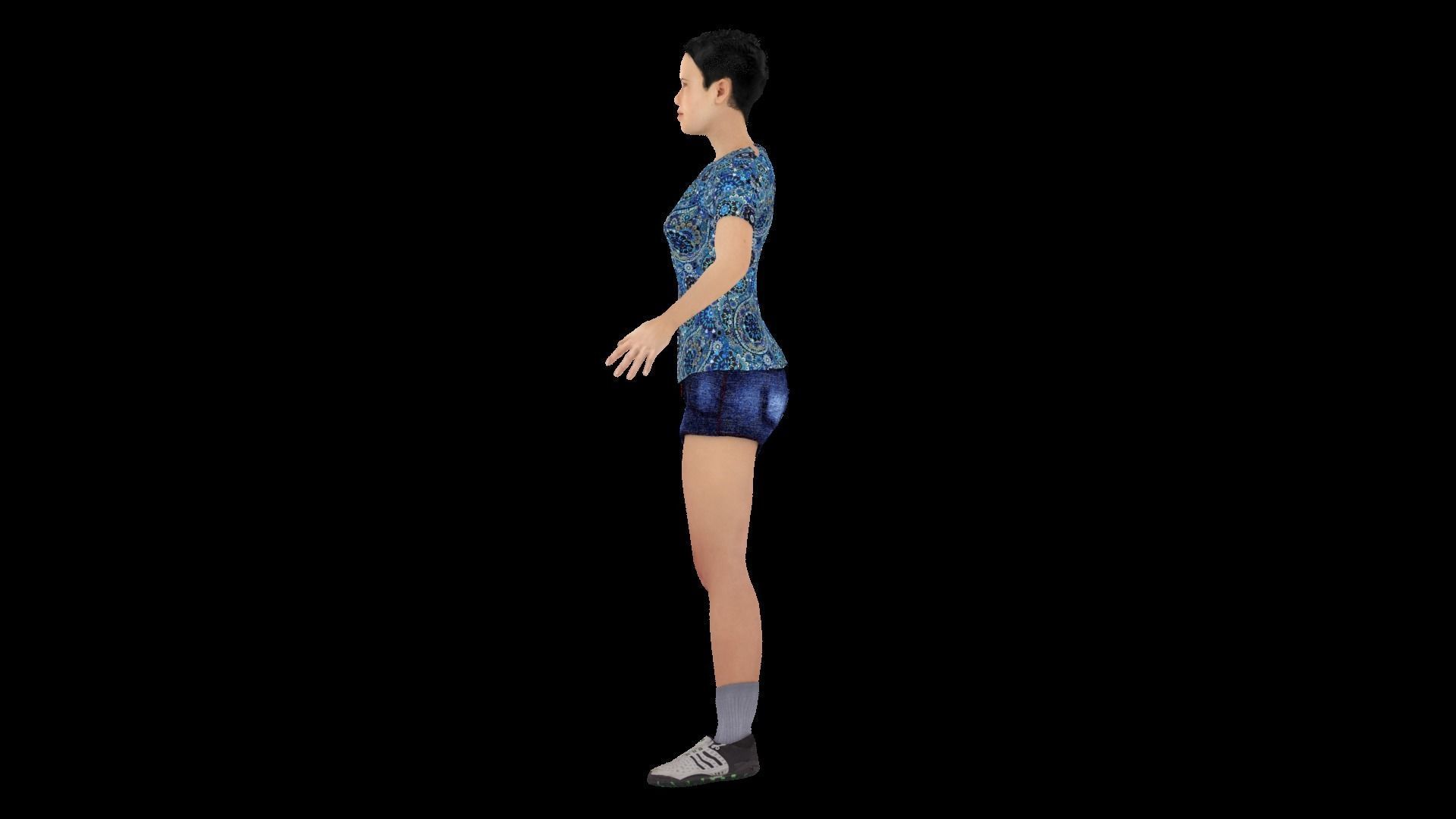 Model 7 woman in shorts 3D model_2