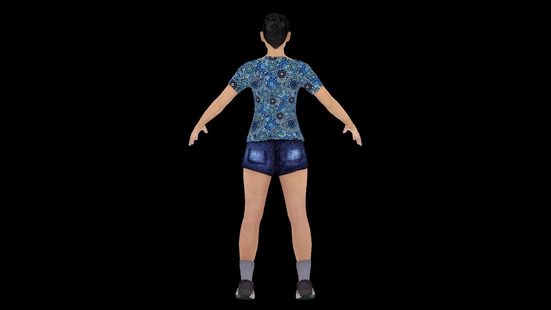 Model 7 woman in shorts 3D model_3