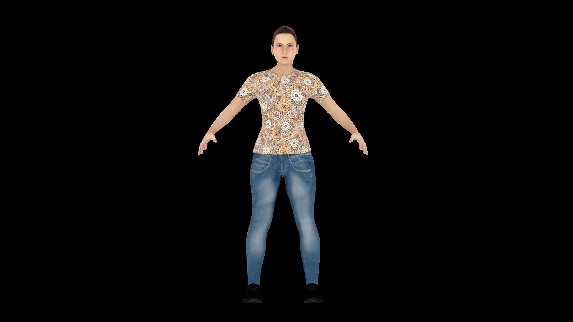 Model 6 woman in jeans 3D model_4