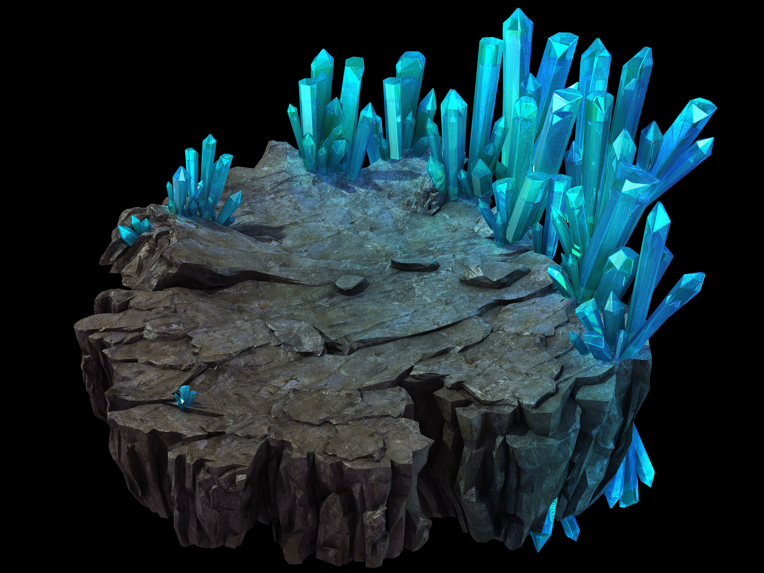 Stone Dragon Impossible - Long Cave Crystal Wall 01 3D model_1