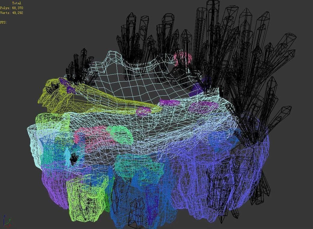 Stone Dragon Impossible - Long Cave Crystal Wall 01 3D model_7