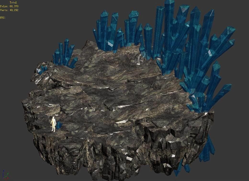 Stone Dragon Impossible - Long Cave Crystal Wall 01 3D model_6