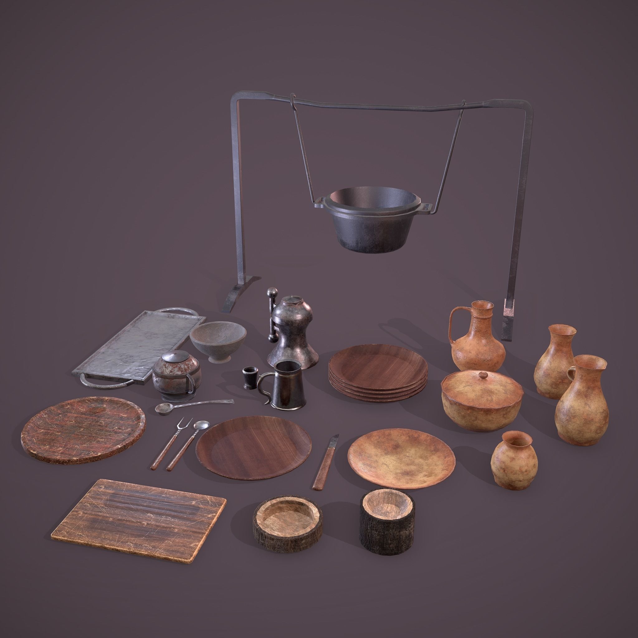 Medieval Dishes  3D Model Collection_7