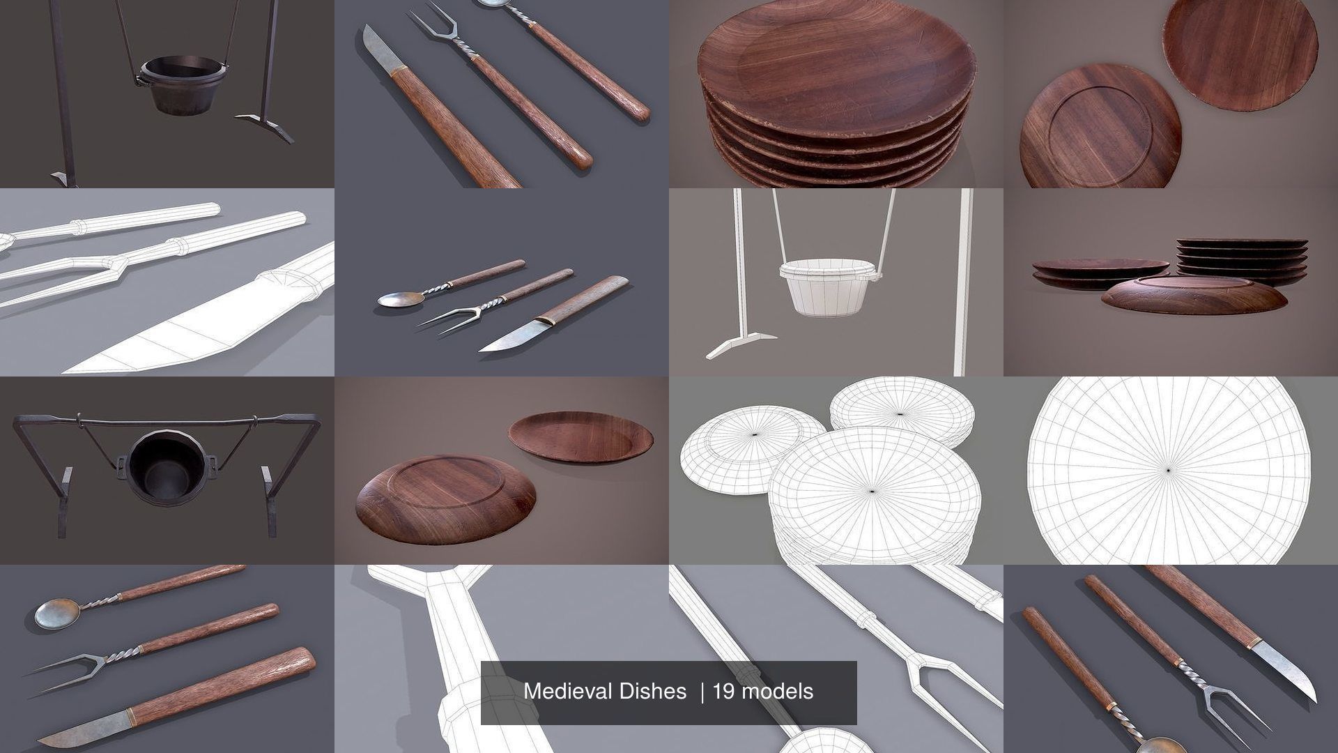Medieval Dishes  3D Model Collection_3