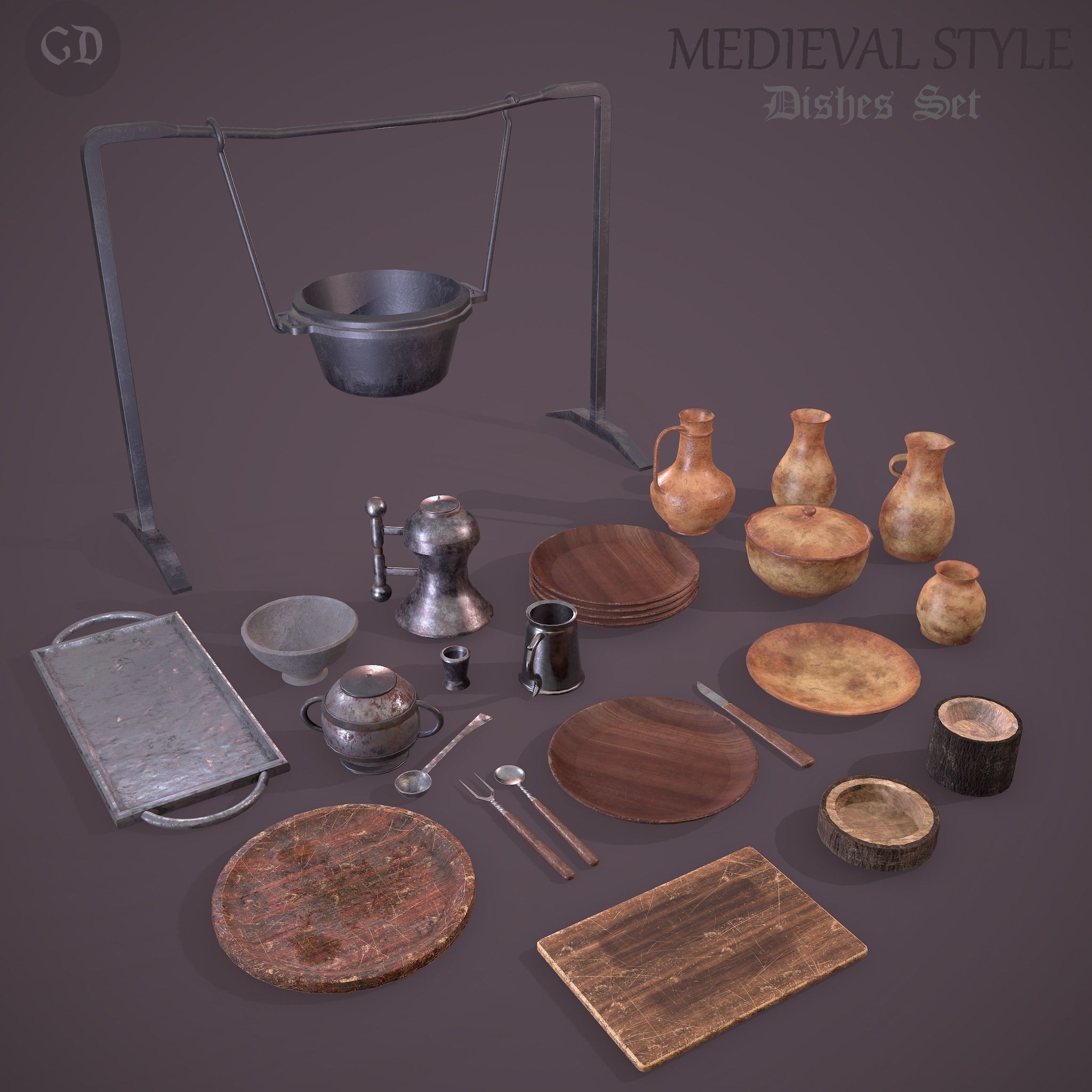 Medieval Dishes  3D Model Collection_28