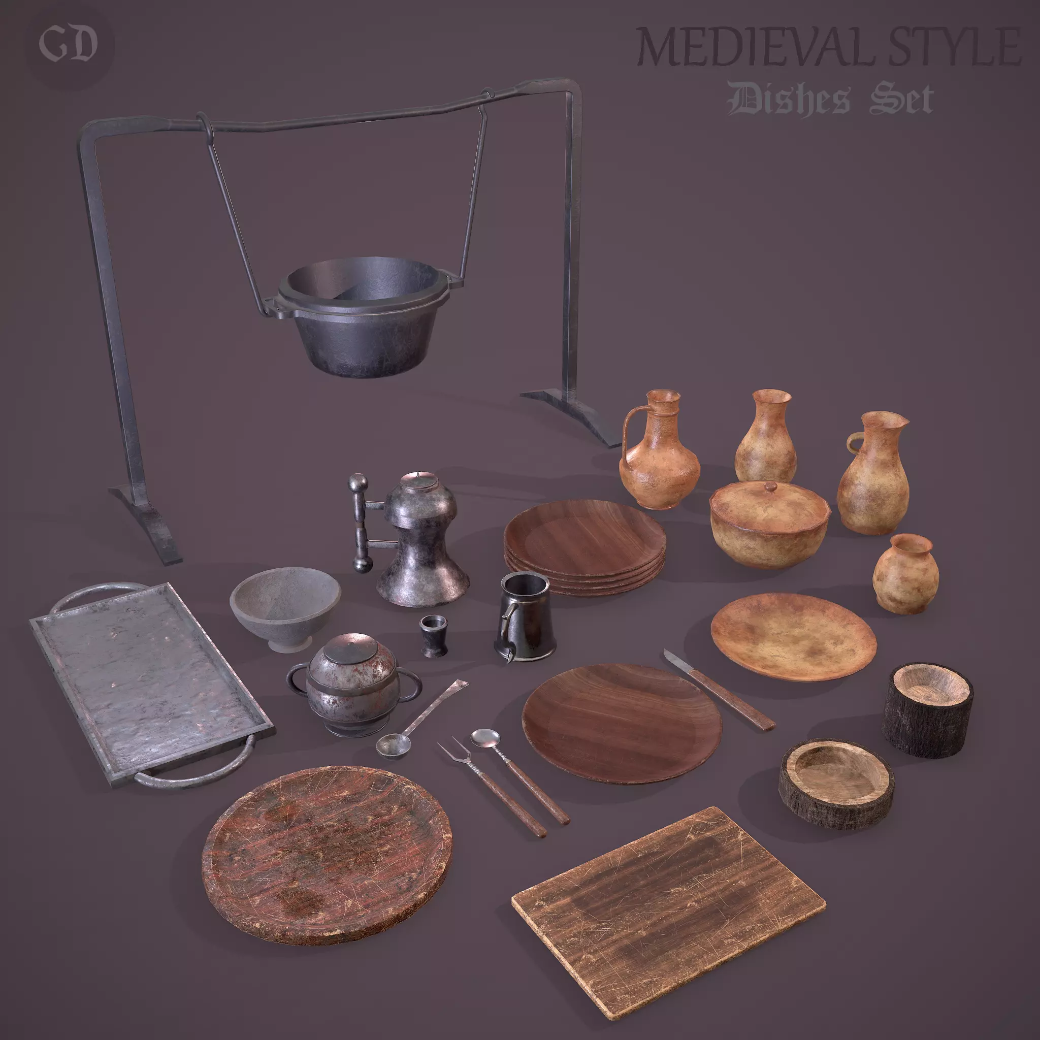 Medieval Dishes  3D Model Collection_0