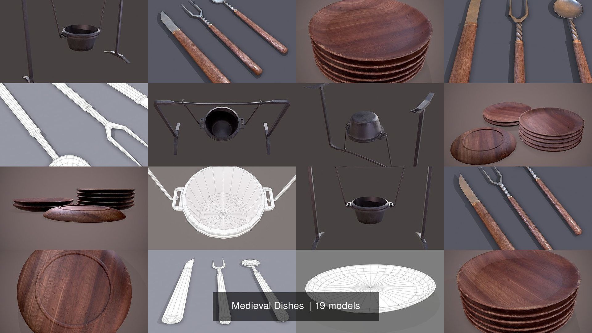 Medieval Dishes  3D Model Collection_5