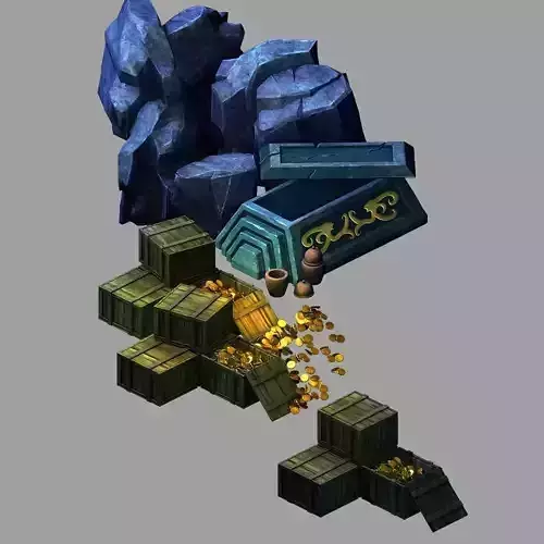 Stone Tomb Map - Coffin Box Gold Coins