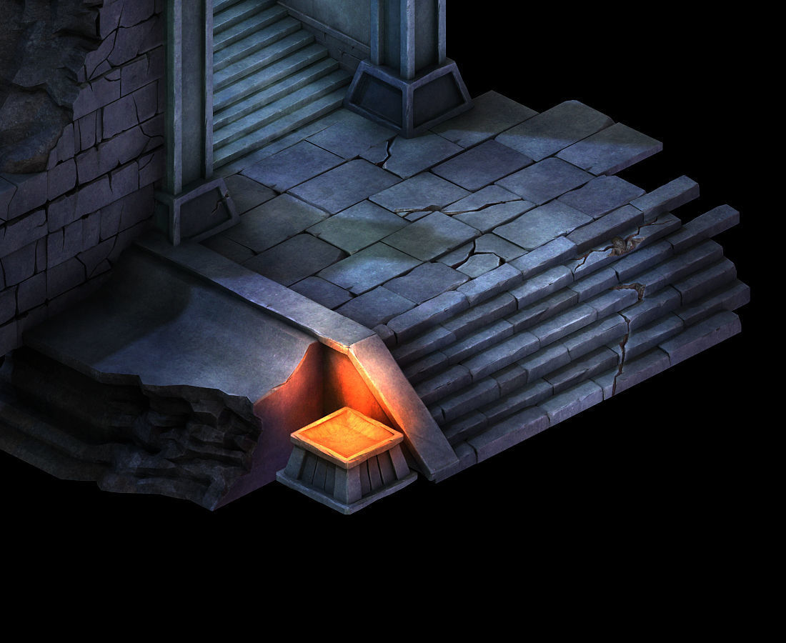 Stone Tomb Map - Doorway Staircase Base 02 3D model_1