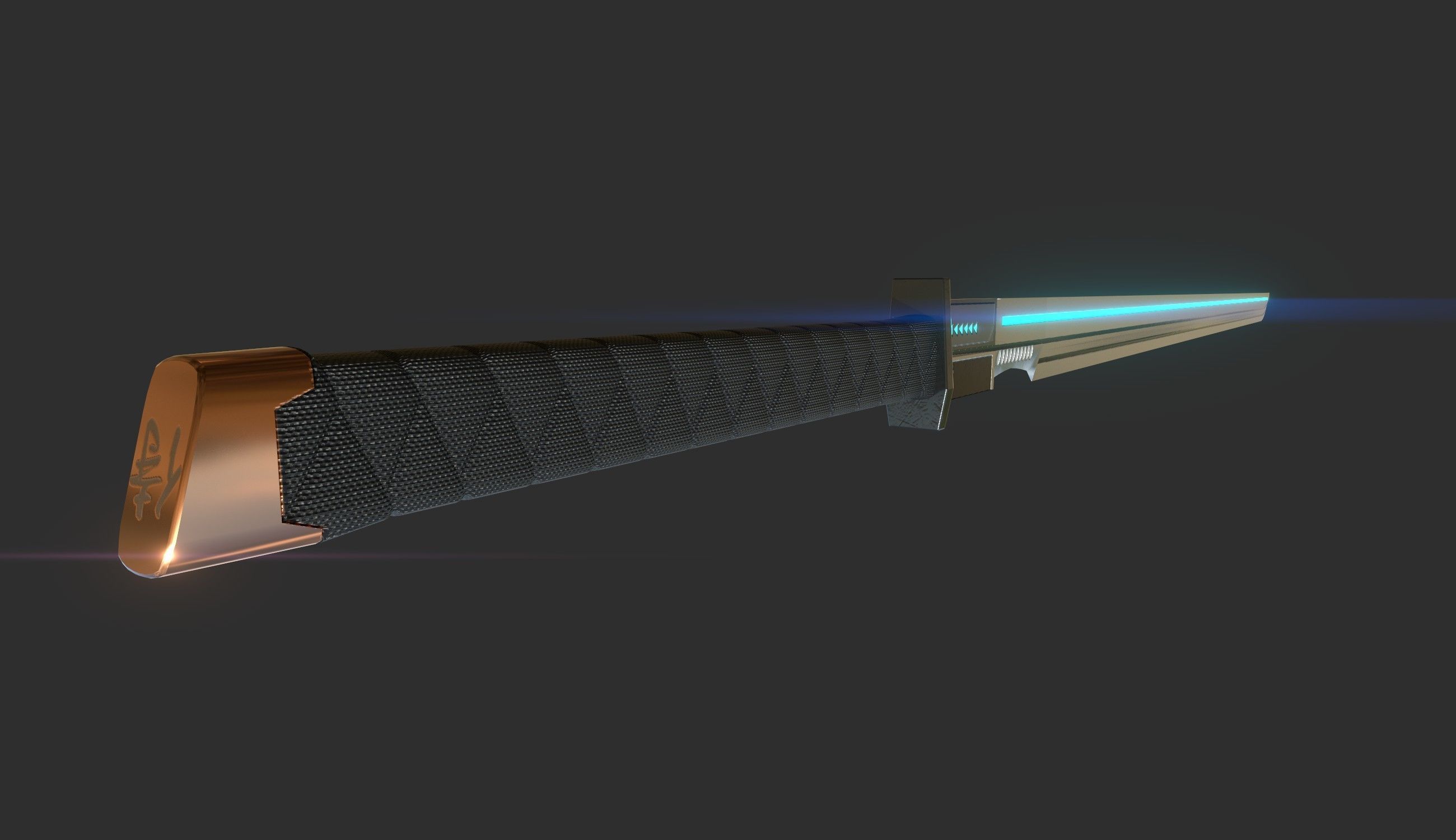 japanese sword katana Scifi Low-poly 3D model_1