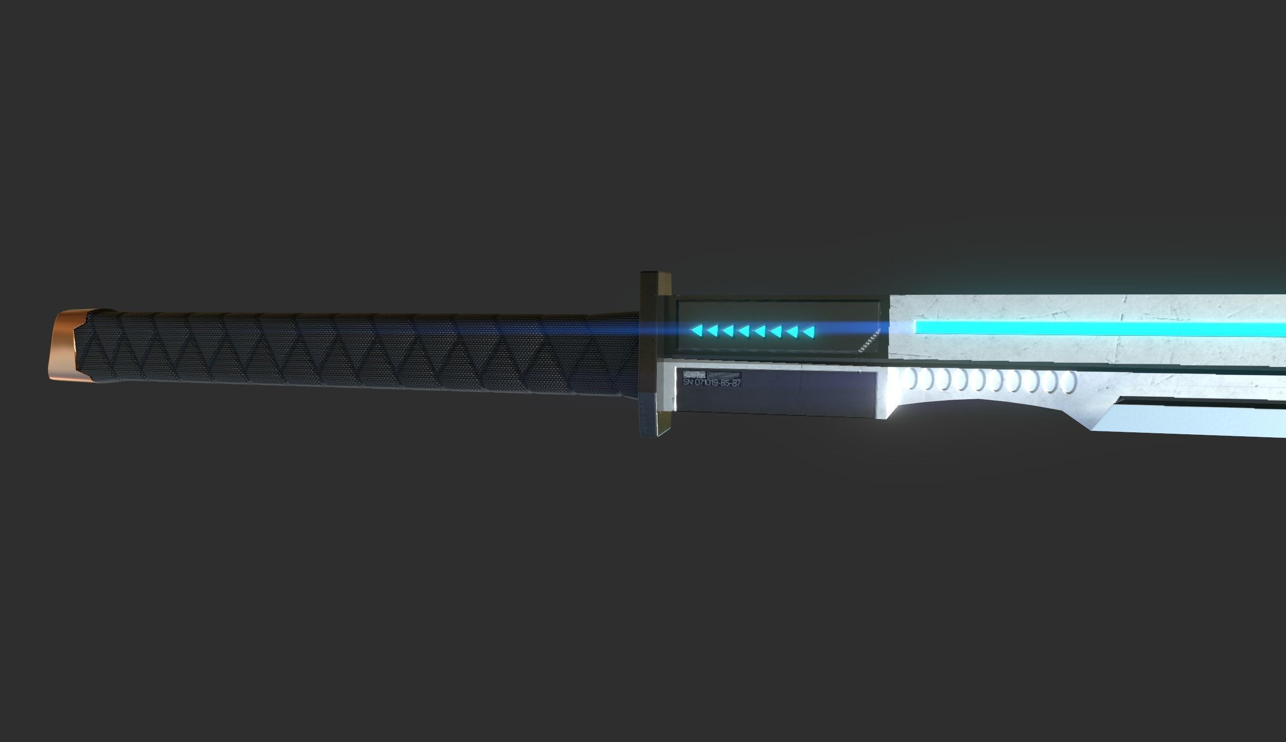 japanese sword katana Scifi Low-poly 3D model_3