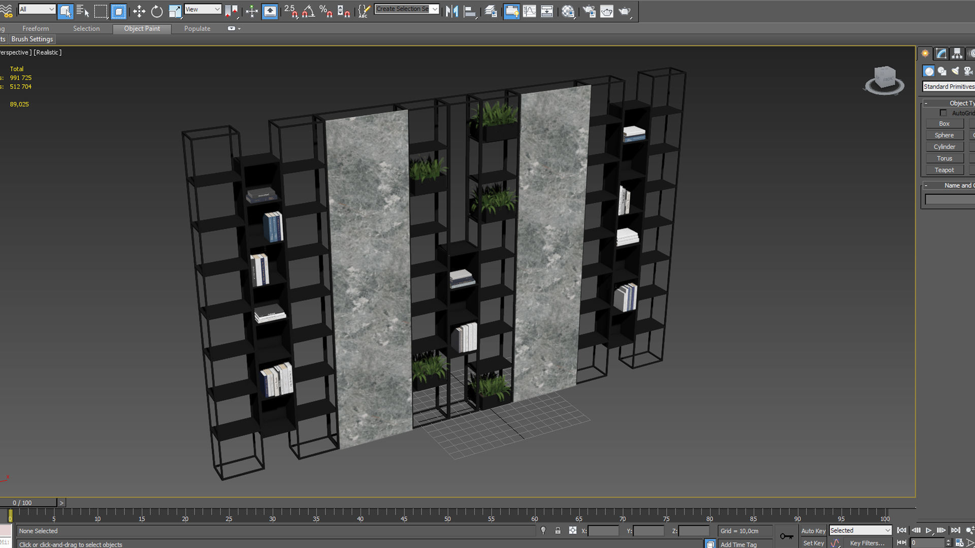 Metal Marble shelf 3D model_3