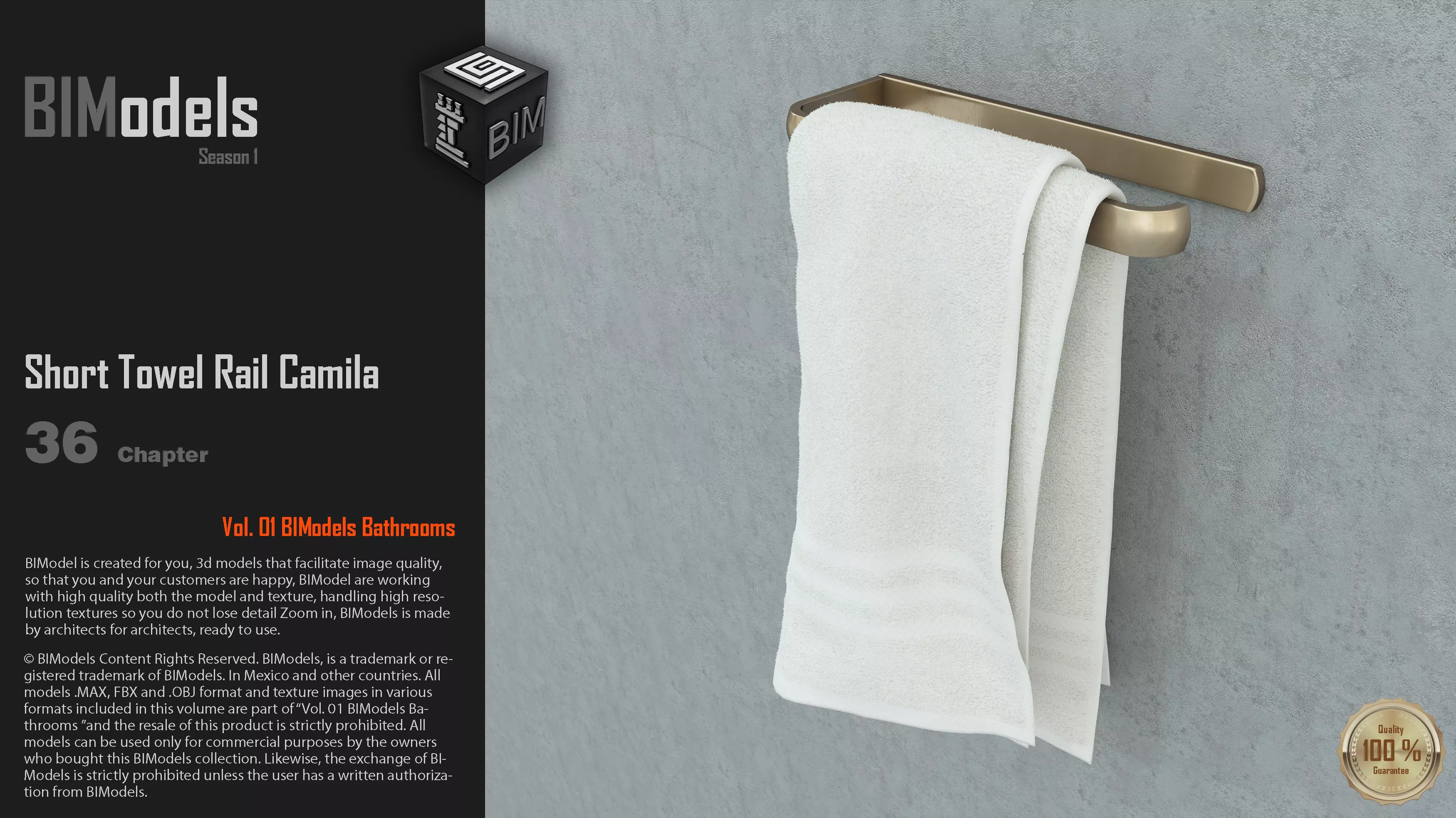0136 Short Towel Rail Camila 3D model
