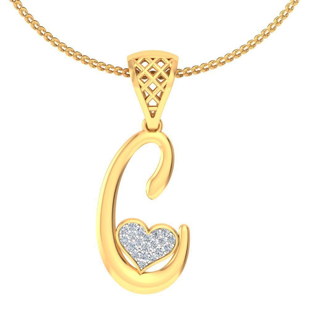 Alphabet-C pendant 3dm stl render detail 3D print model_1