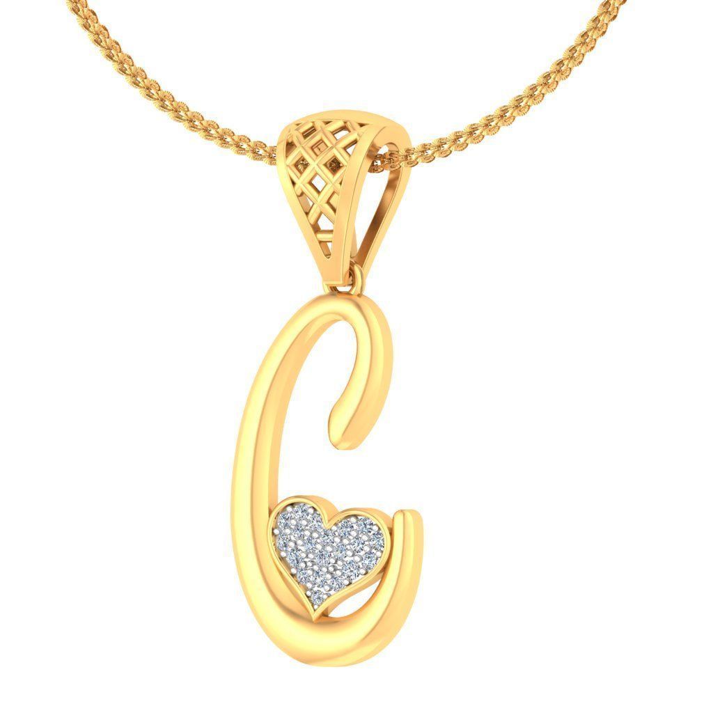 Alphabet-C pendant 3dm stl render detail 3D print model_2