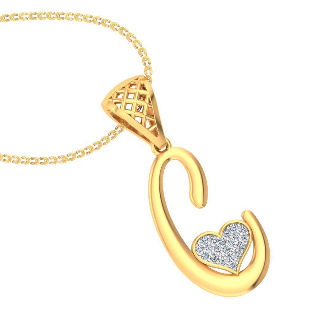 Alphabet-C pendant 3dm stl render detail 3D print model_3