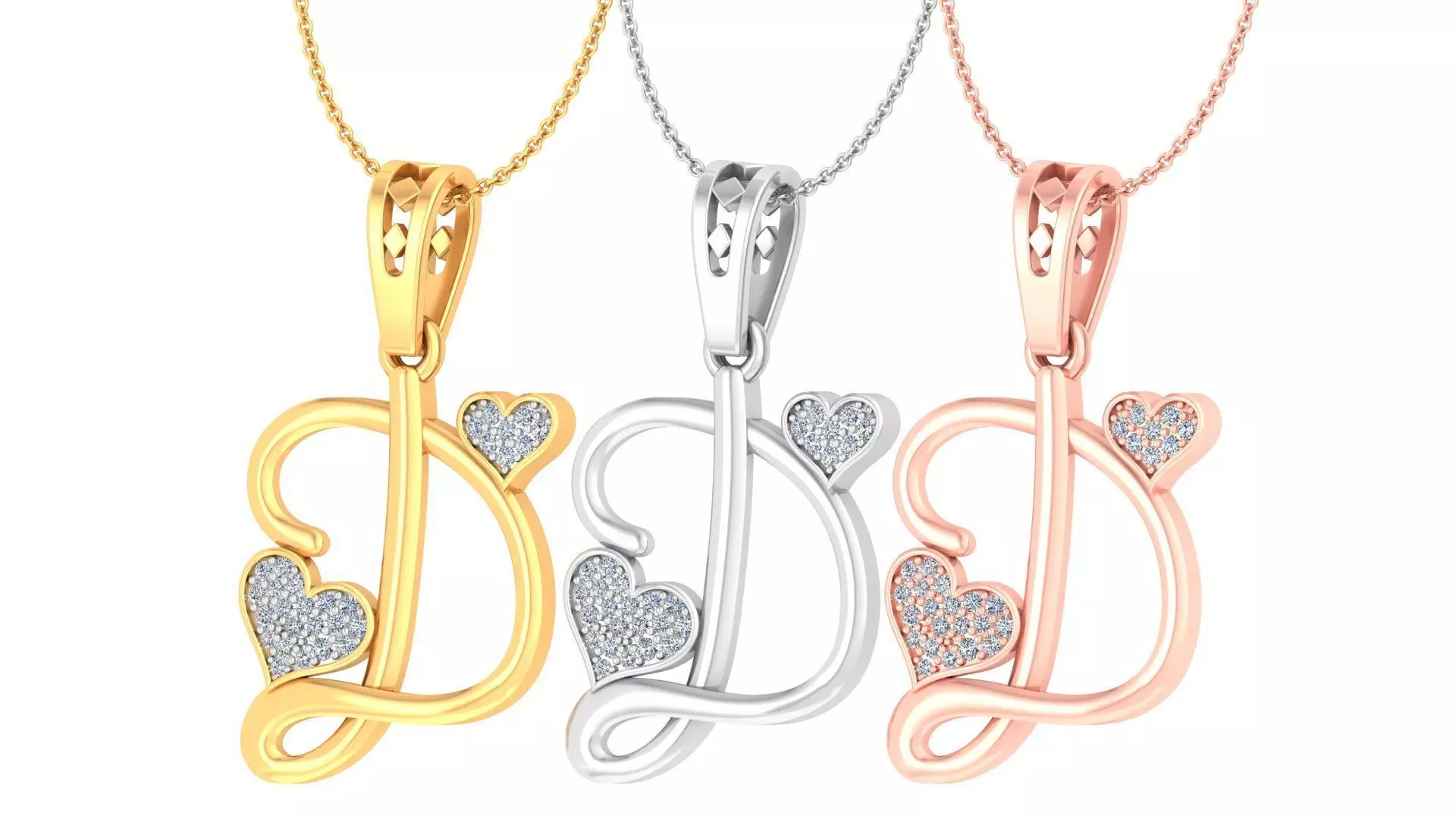 Alphabet-D pendant 3dm stl render detail 3D print model_0