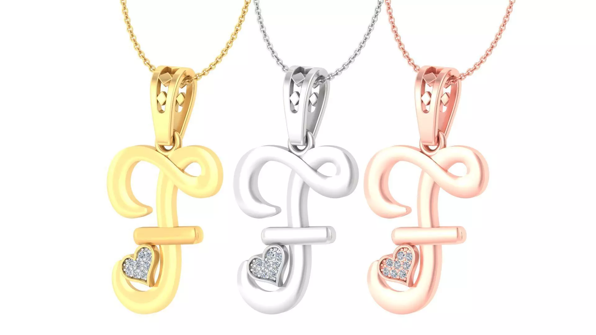 Alphabet-F pendant 3dm stl render detail 3D print model