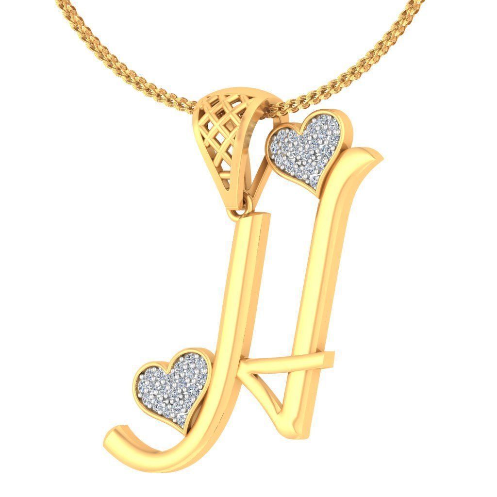 Alphabet-H pendant 3dm stl render detail 3D print model_2