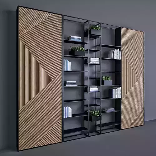 Metal  Wood shelf 3D model