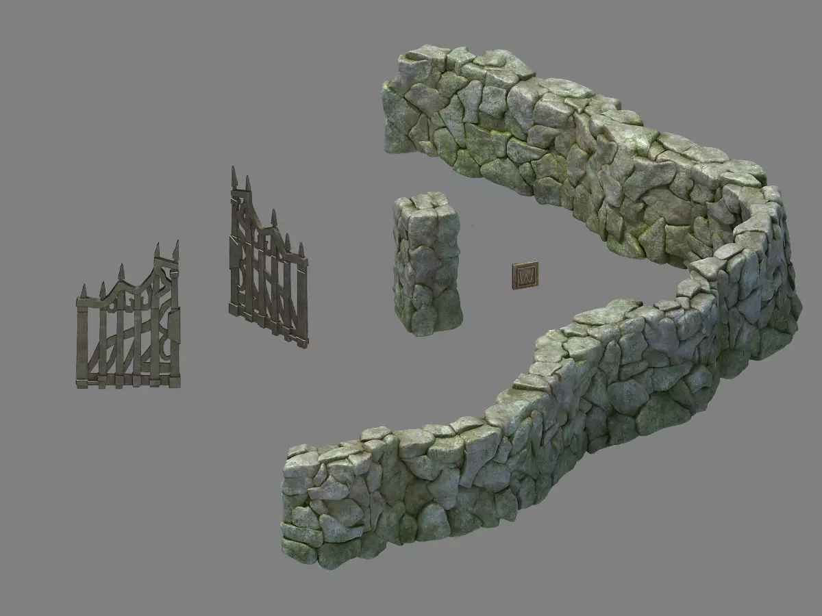 Stone Newman Village Farm - Stone Wall 03 3D model_0