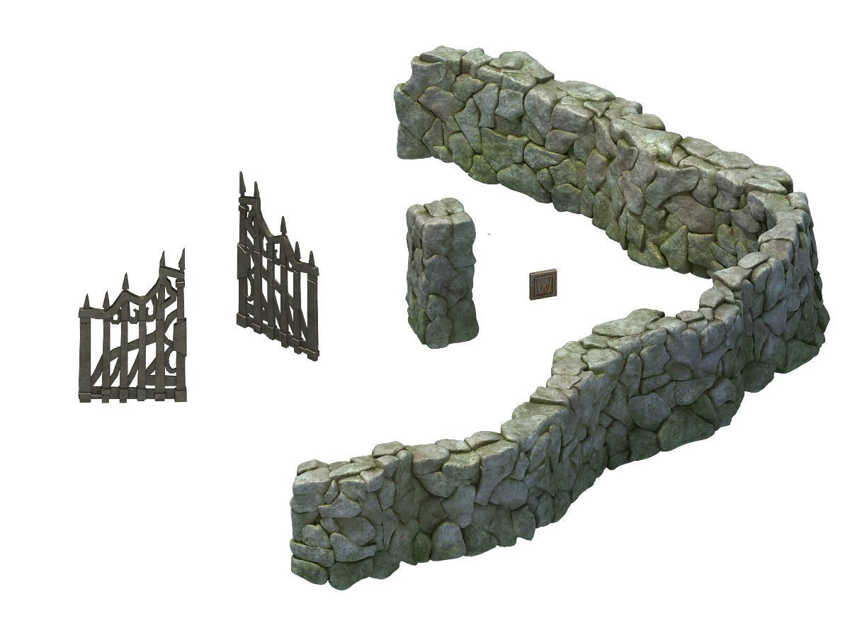 Stone Newman Village Farm - Stone Wall 03 3D model_1