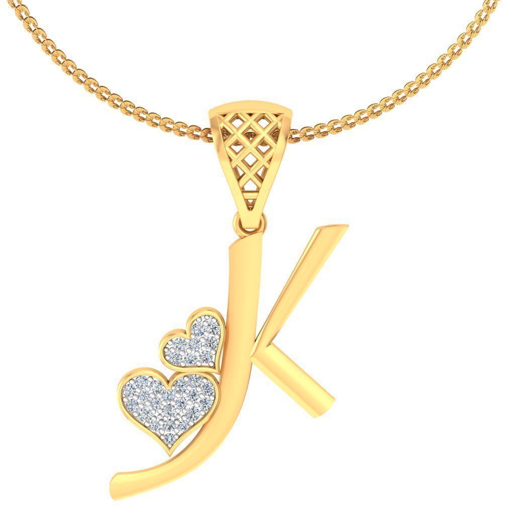 Alphabet-K pendant 3dm stl render detail 3D print model_1