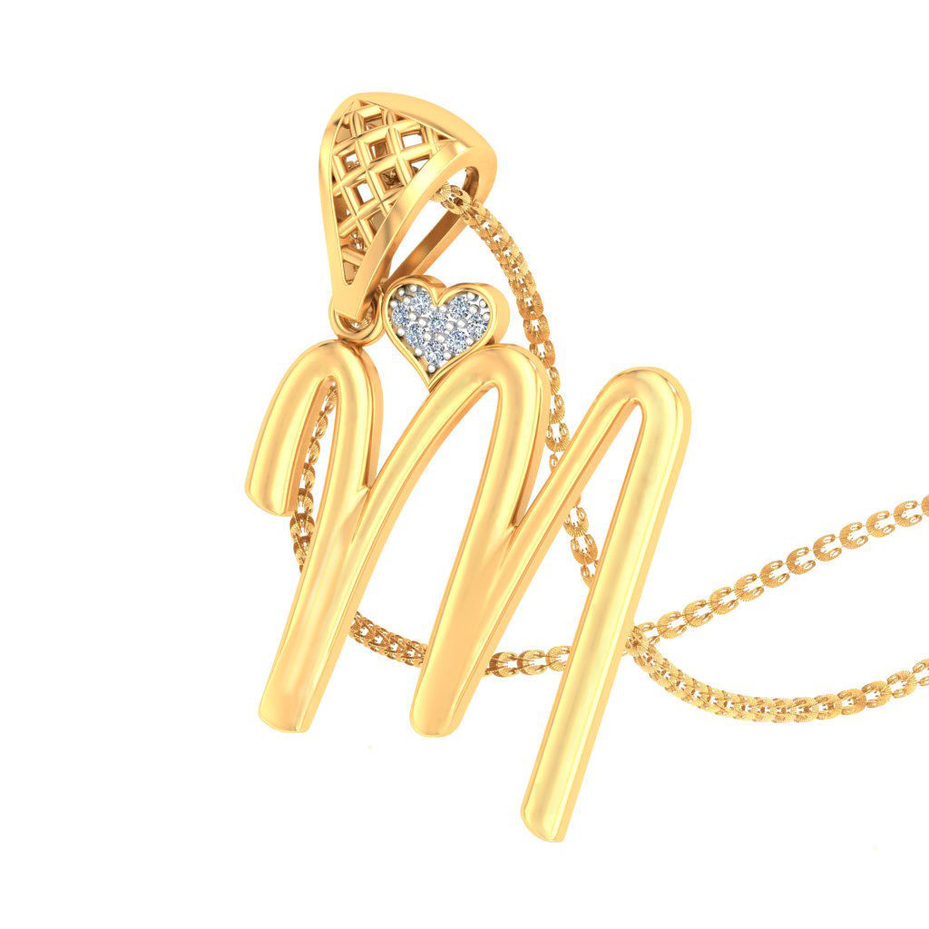 Alphabet-M pendant 3dm stl render detail 3D print model_6