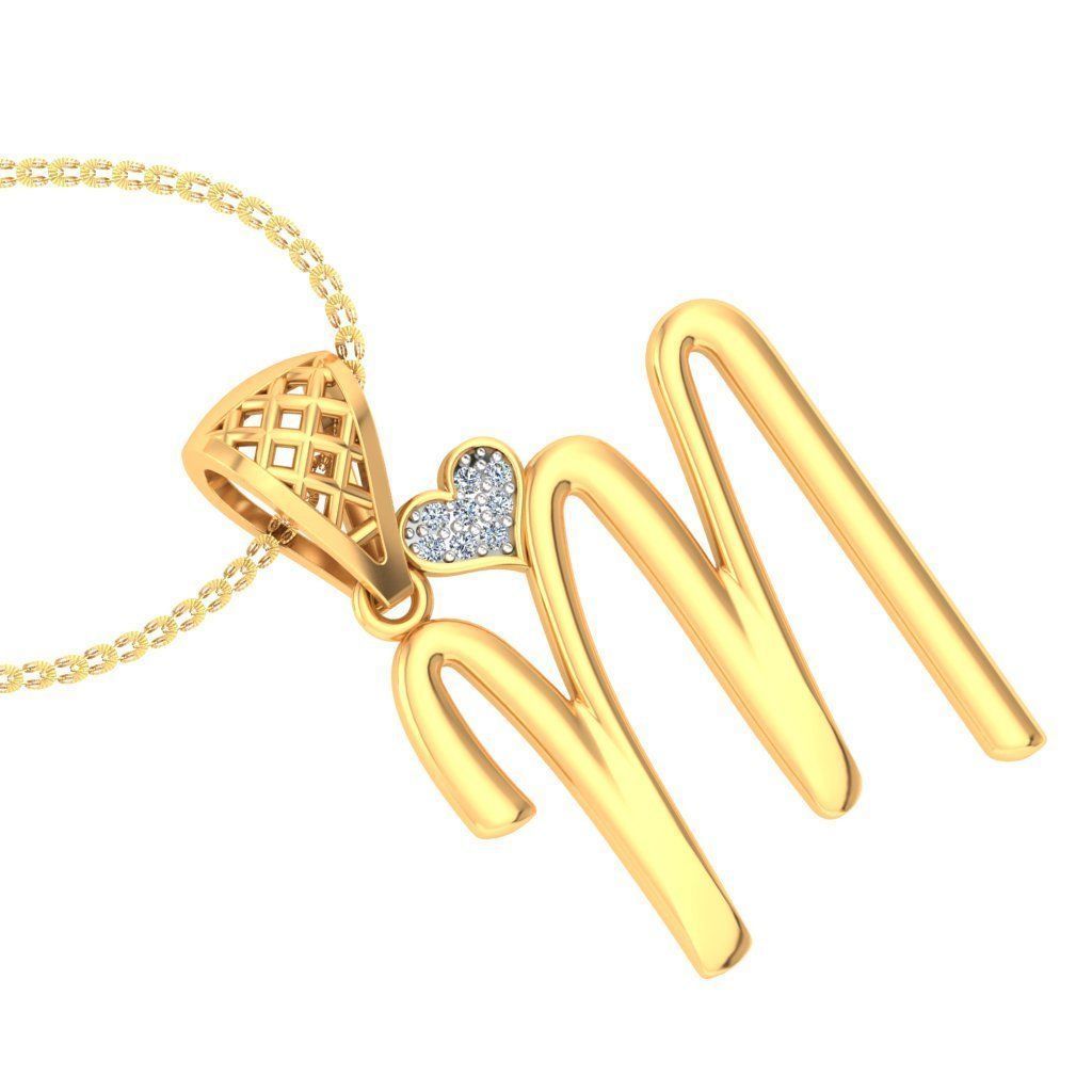 Alphabet-M pendant 3dm stl render detail 3D print model_3