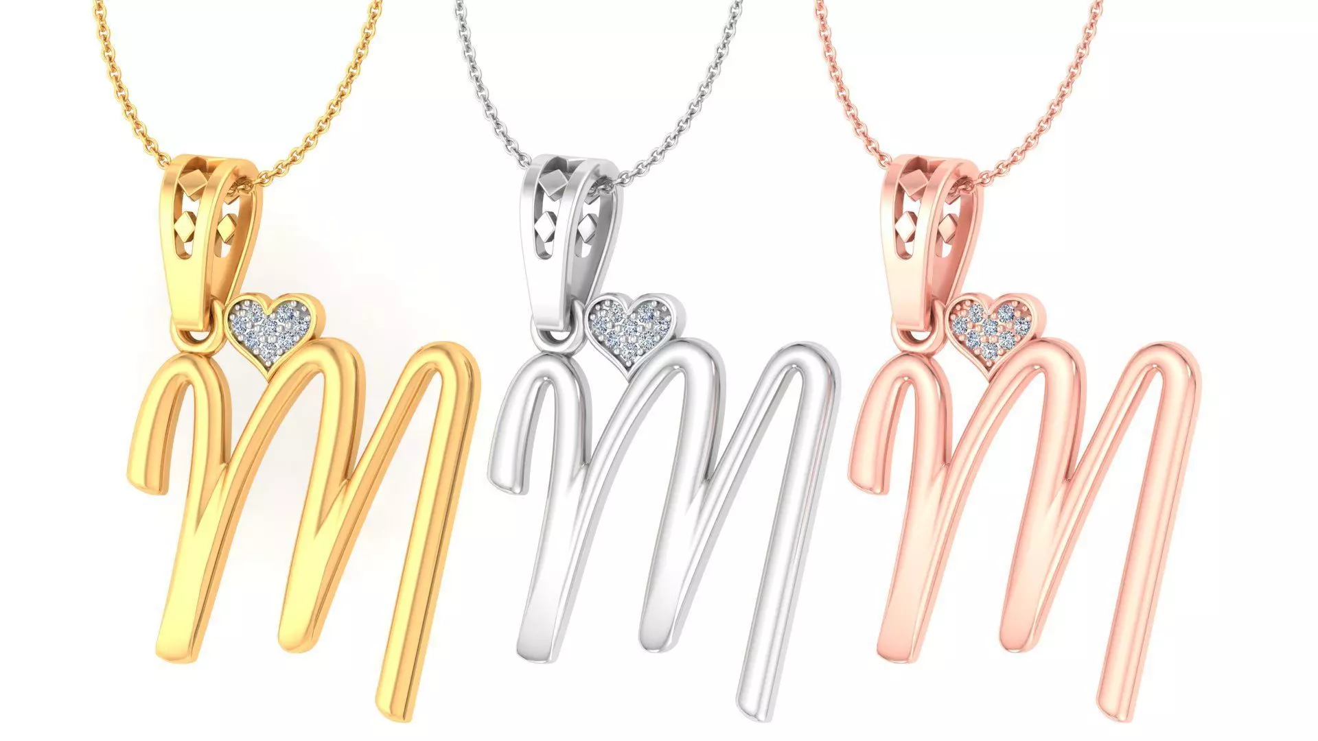 Alphabet-M pendant 3dm stl render detail 3D print model_0